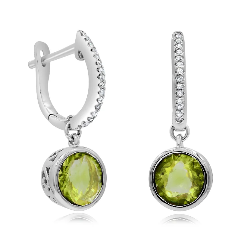 0.11ct Diamond and 2.67ct Lemon Quartz Earrings set in 14KT White Gold / EB2150L1