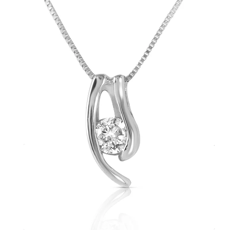 0.15 Carat 14K Solid White Gold Necklace Natural 0.15 Carat Diamond