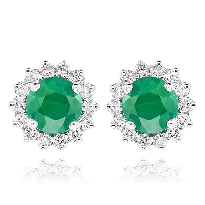 0.15ct Diamond and 0.40ct Emerald Earrings set in 14KT White Gold / ER113655FZ