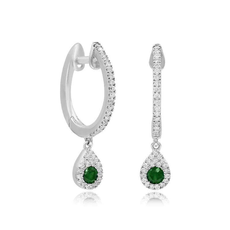 0.18ct Diamond and 0.13ct Emerald Earrings set in 14KT White Gold / HP400977F