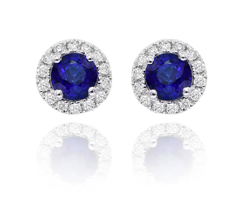 0.21ct Diamond and 1.04ct Sapphire Earrings set in 14KT White Gold / E8823B8