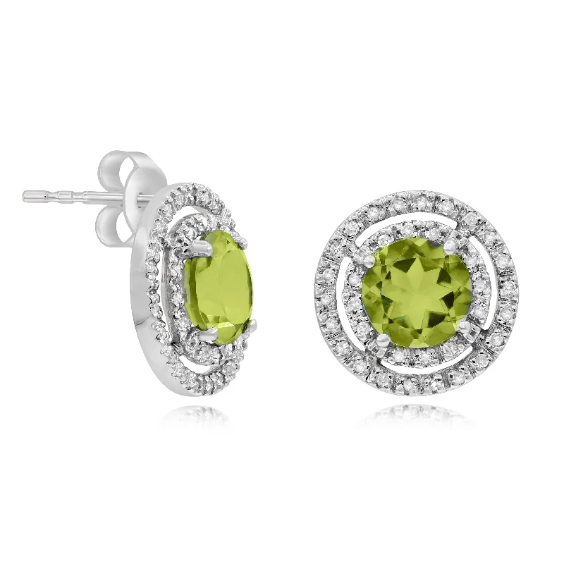 0.21ct Diamond and 2.52ct Lemon Quartz Earrings set in 14KT White Gold / EB2378L