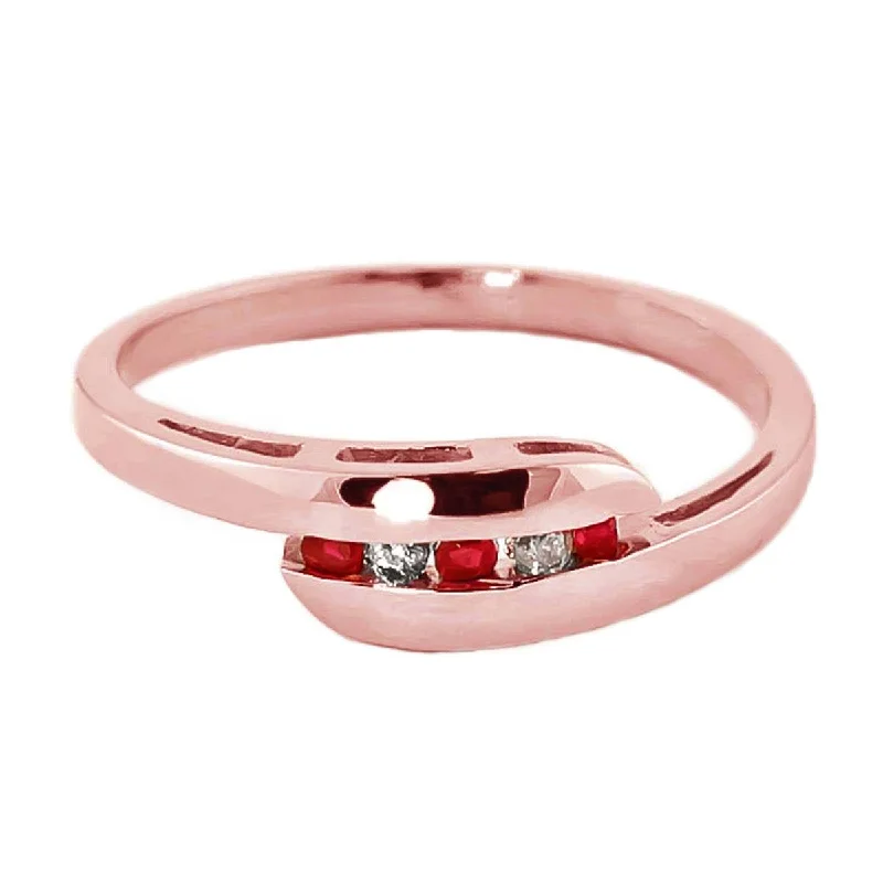 0.25 Carat 14K Solid Rose Gold Ring Channel Set Diamond Ruby