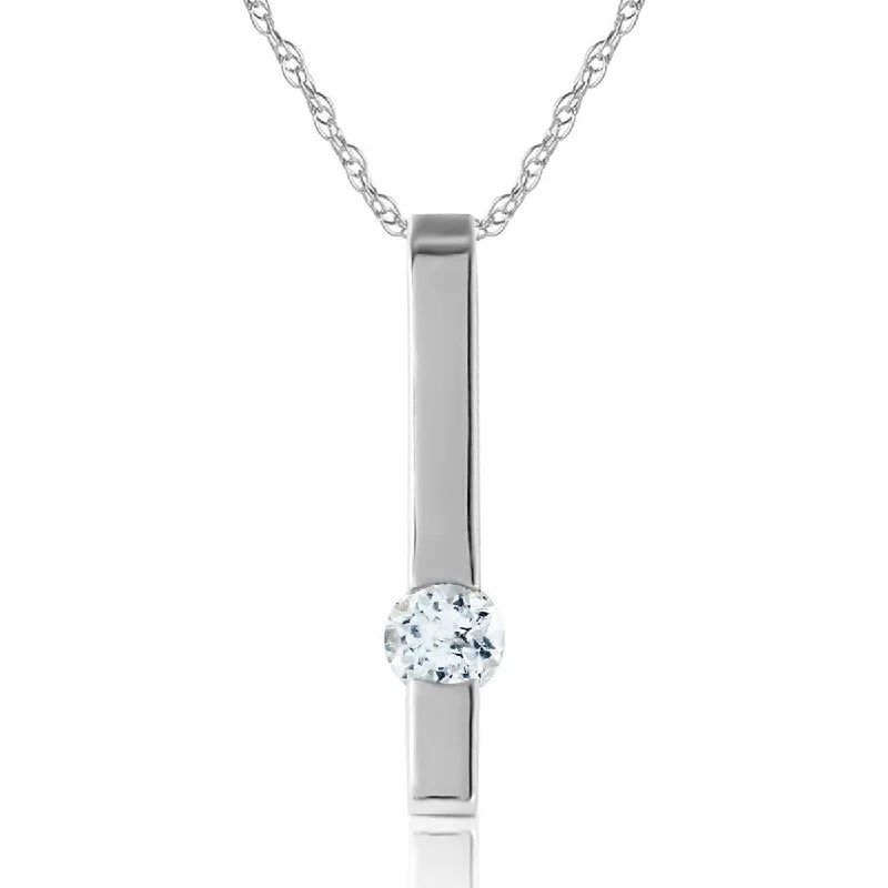 0.25 Carat 14K Solid White Gold Partners In Love Aquamarine Necklace