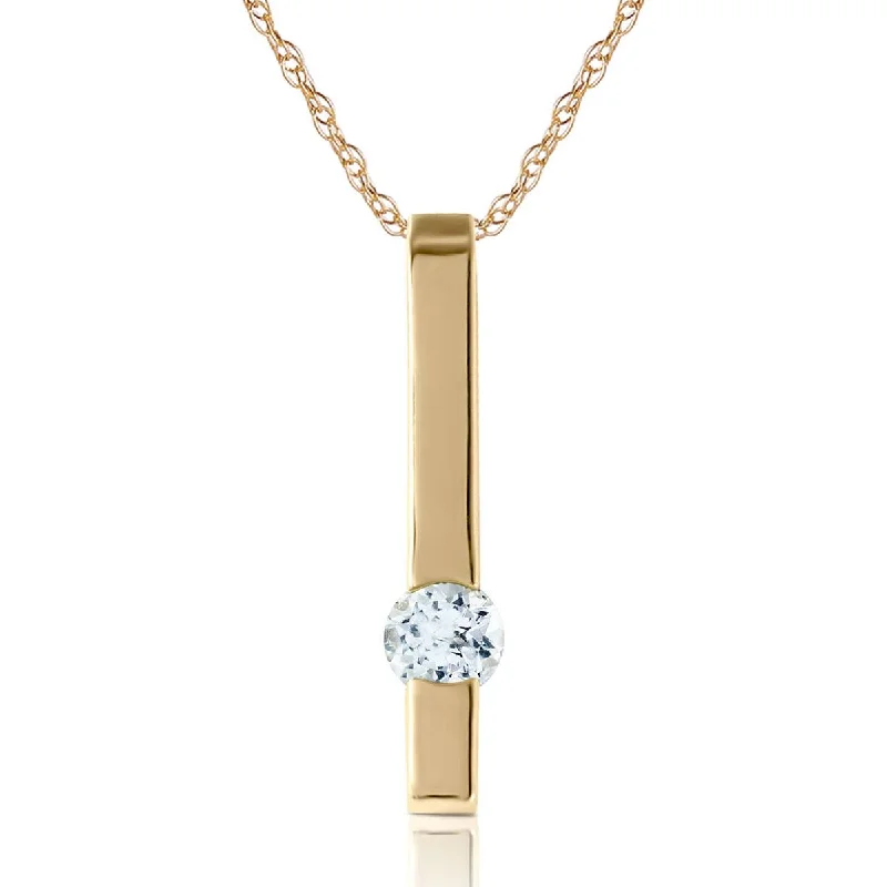 0.25 Carat 14K Solid Yellow Gold Raise The Bar Aquamarine Necklace