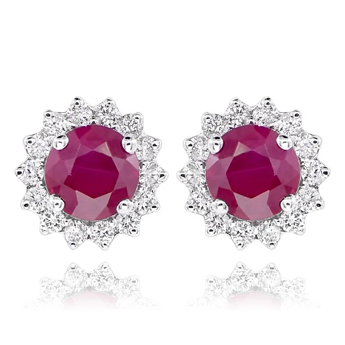 0.25ct Diamond and 0.61ct Ruby Earrings set in 14KT White Gold / ER113655A11