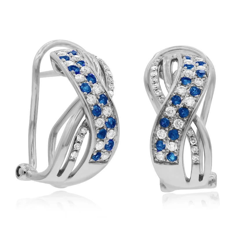 0.36ct Diamond and 0.37ct Sapphire Earrings set in 14KT White Gold / E09988A