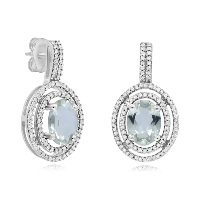 0.42ct Diamond and 2.19ct Green Amethyst Stud Earrings set in 14KT White Gold / BES5388G