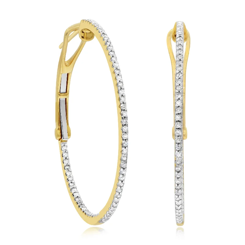 0.76ct Diamond Hoop Earrings set in 14KT Yellow Gold / EA3064Y