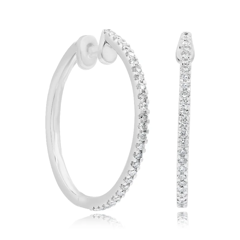 0.53ct Diamond Hoop Earrings set in 14KT White Gold /HP115405