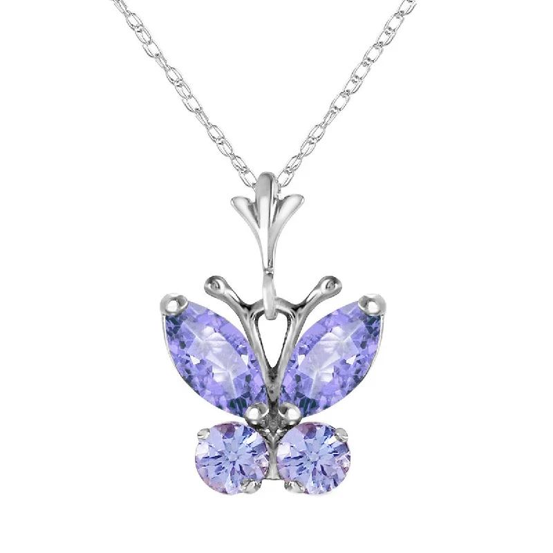 0.6 Carat 14K Solid White Gold Butterfly Necklace Tanzanite