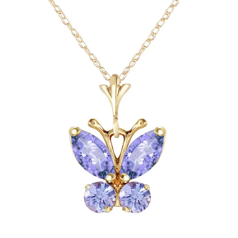 0.6 Carat 14K Solid Yellow Gold Butterfly Necklace Tanzanite