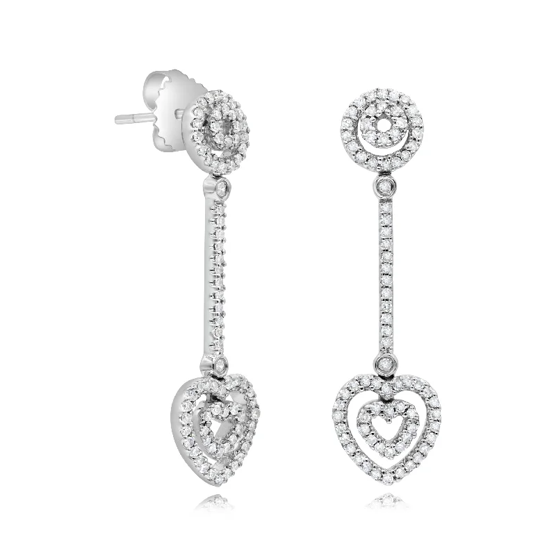 0.64ct Diamond Heart Earrings set in 14KT White Gold / GE1274