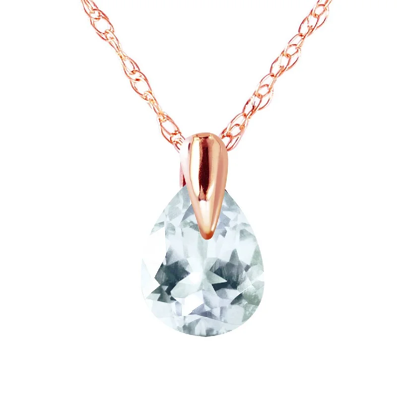 0.68 Carat 14K Solid Rose Gold Necklace Natural Aquamarine