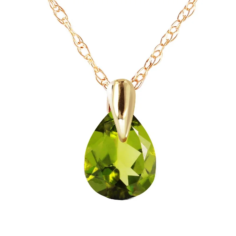 0.68 Carat 14K Solid Yellow Gold Fond Kiss Peridot Necklace