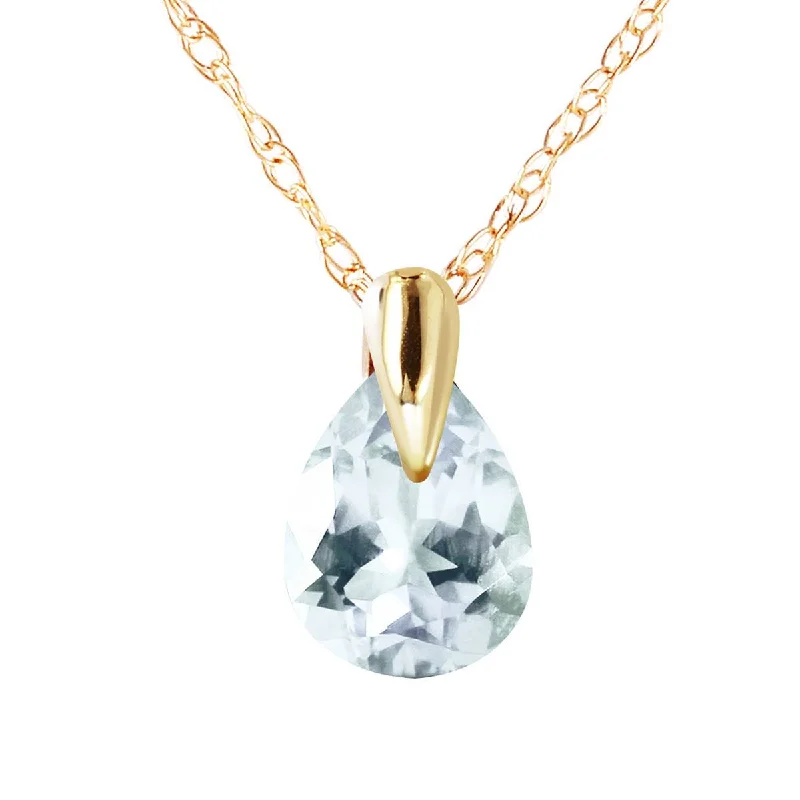 0.68 Carat 14K Solid Yellow Gold Necklace Natural Aquamarine