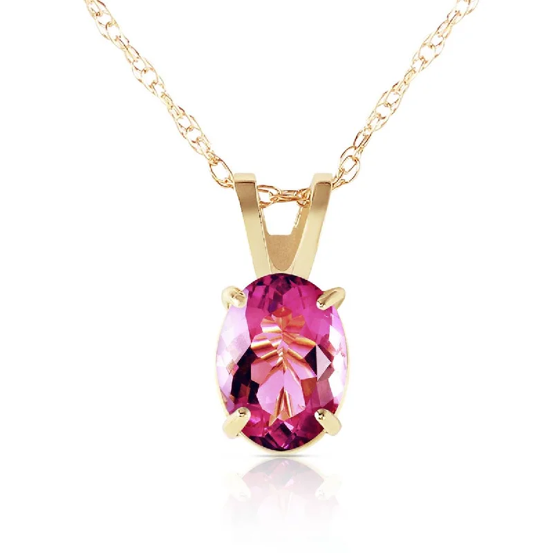 0.85 Carat 14K Solid Yellow Gold Heart Asks Mind Pink Topaz Necklace