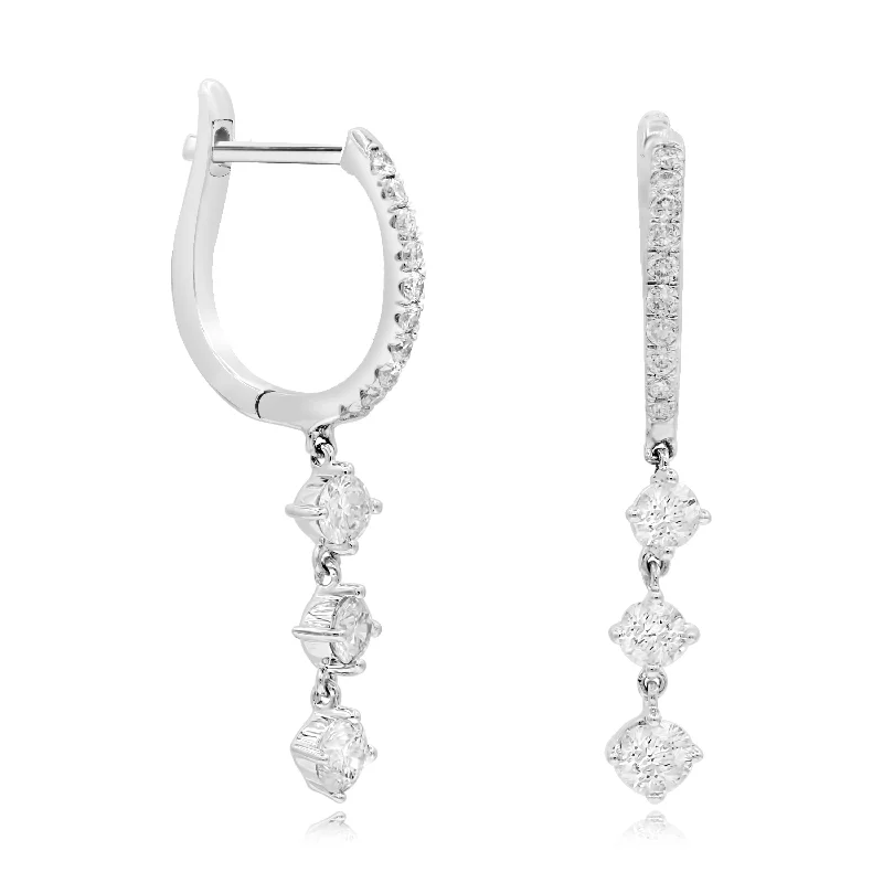 0.88ct Diamond Hoop Earrings set in 14KT White Gold /JBE61304A1