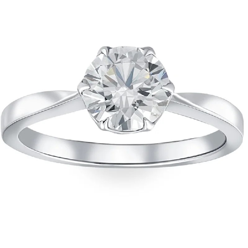 1 1/2Ct Solitaire Lab Grown Round Diamond Engagement Ring Gold & Platinum