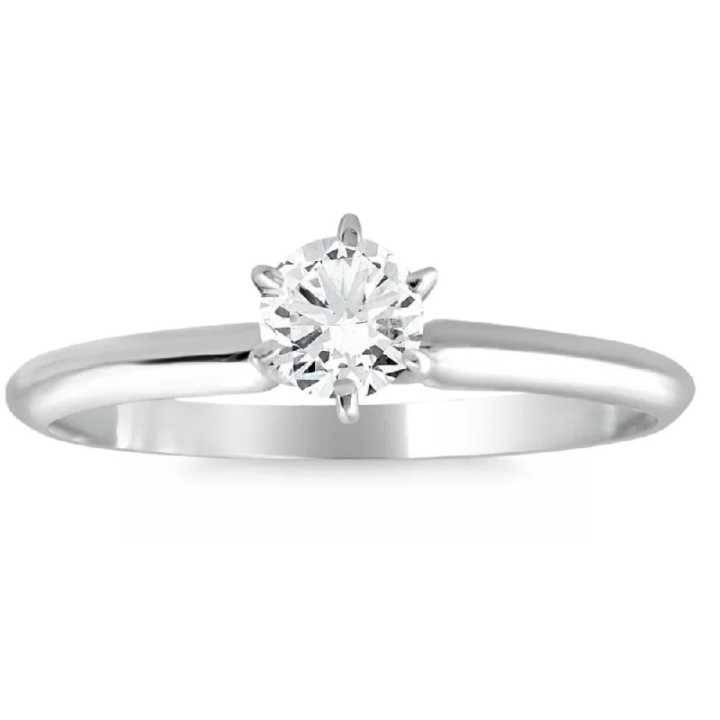 1/3Ct Solitaire Round Cut Diamond Engagement Ring in Gold Lab Grown