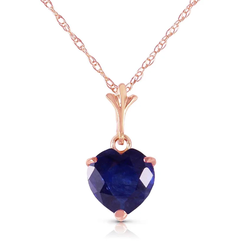 1.55 Carat 14K Solid Rose Gold Necklace Natural Heart Sapphire