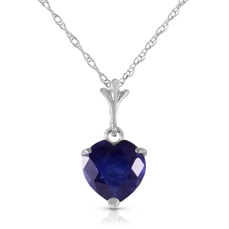 1.55 Carat 14K Solid White Gold Necklace Natural Heart Sapphire