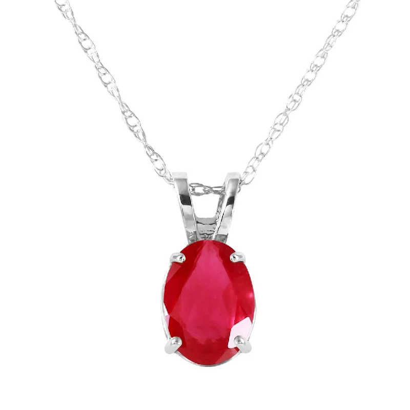 1 Carat 14K Solid White Gold Necklace Natural Ruby