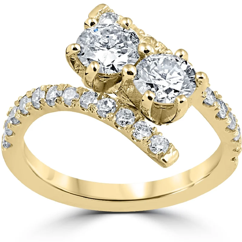 1 cttw Diamond 2 Stone Forever Us Engagement Anniversary Ring Yellow Gold