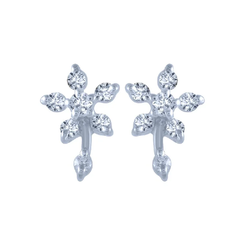 14k (585) White Gold And Diamond Stud Earrings For Women