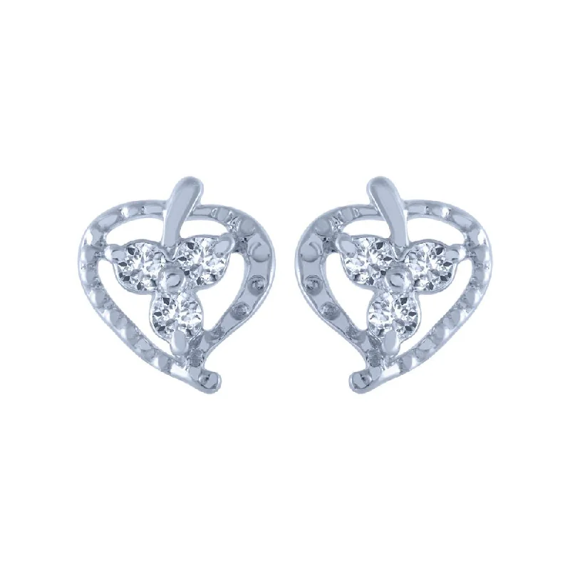 14k (585) White Gold And Diamond Stud Earrings For Women