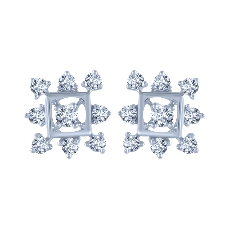 14k (585) White Gold And Diamond Stud Earrings For Women