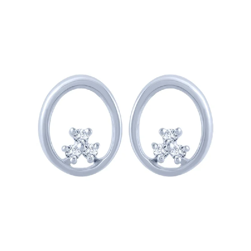 14k (585) White Gold And Diamond Stud Earrings For Women