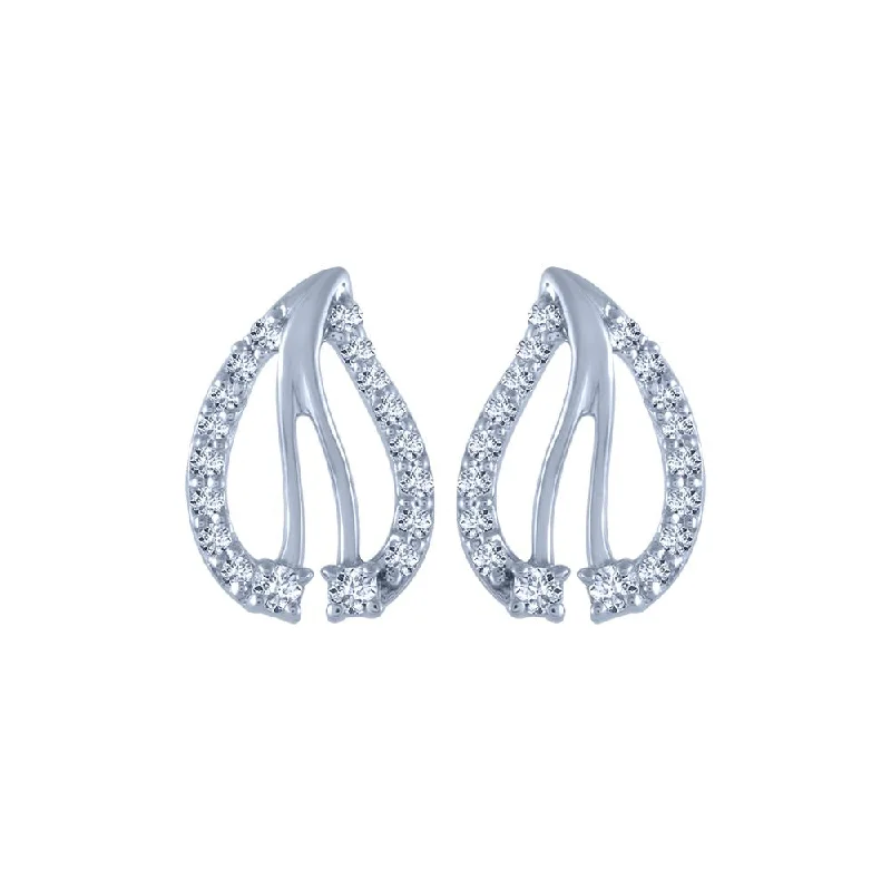 14k (585) White Gold And Diamond Stud Earrings For Women