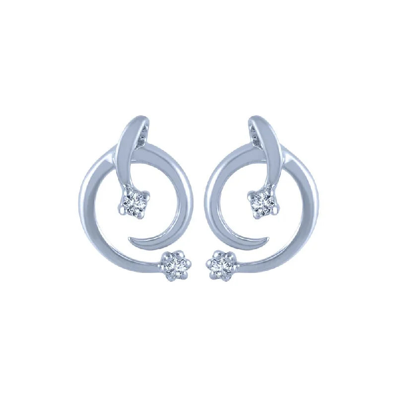 14k (585) White Gold And Diamond Stud Earrings For Women