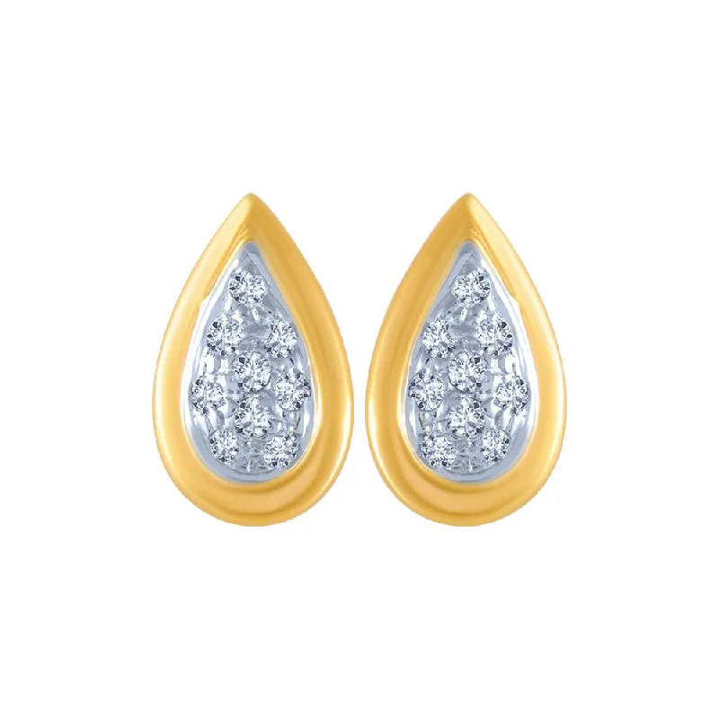 14k (585) Yellow Gold And Diamond Stud Earrings For Women