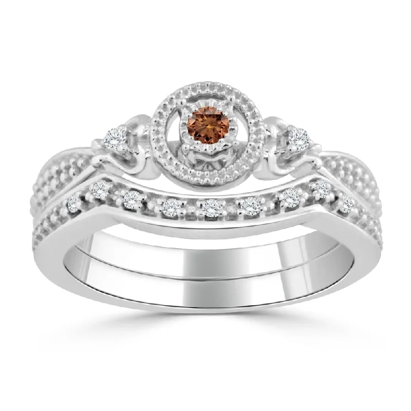 14k Gold 1/4ct TDW Brown Diamond Engagement Ring Set by Auriya