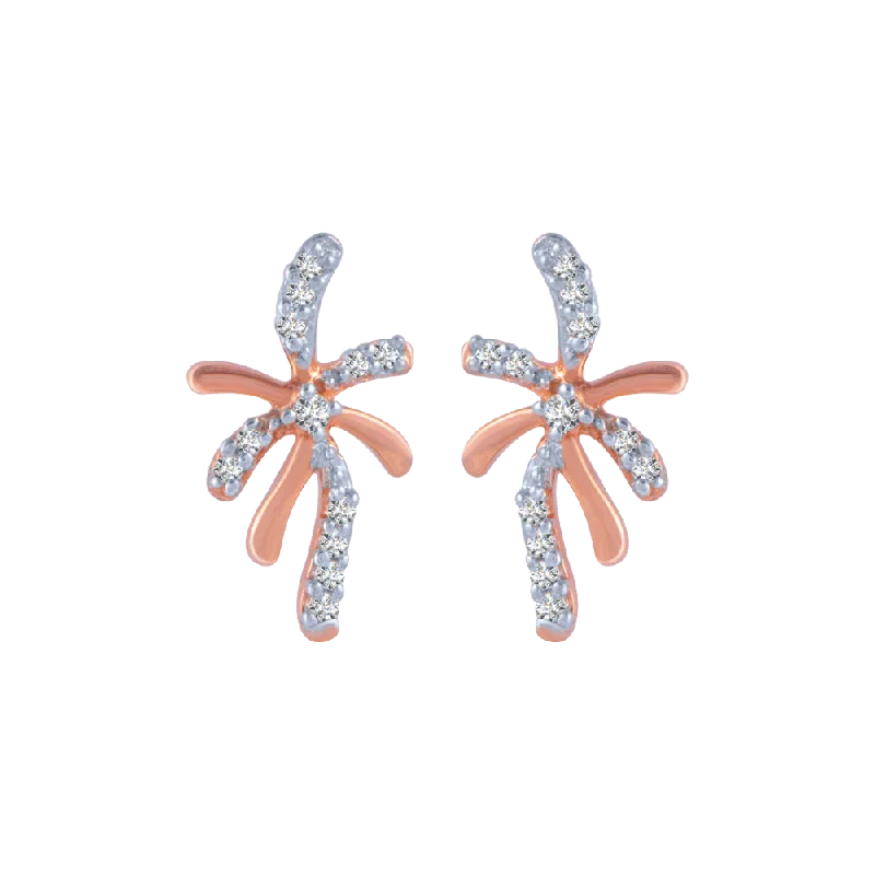 14KT (585) Rose Gold And Diamond Stud Earrings For Women