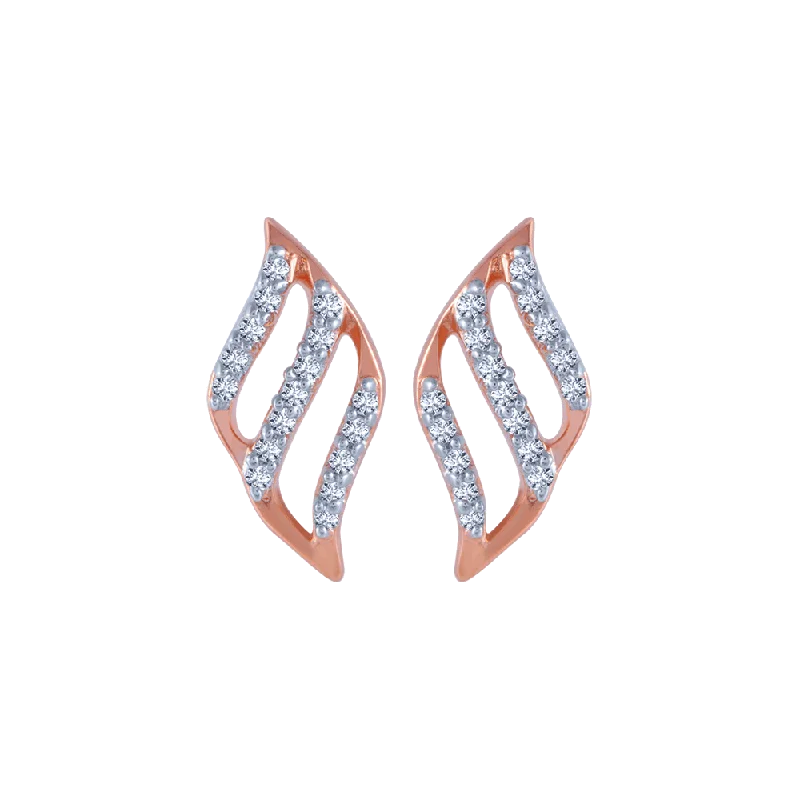 14KT (585) Rose Gold And Diamond Stud Earrings For Women