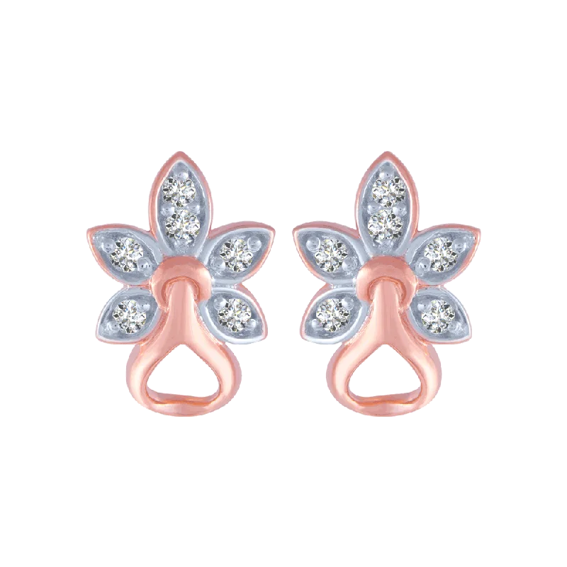 14KT (585) Rose Gold And Diamond Stud Earrings For Women