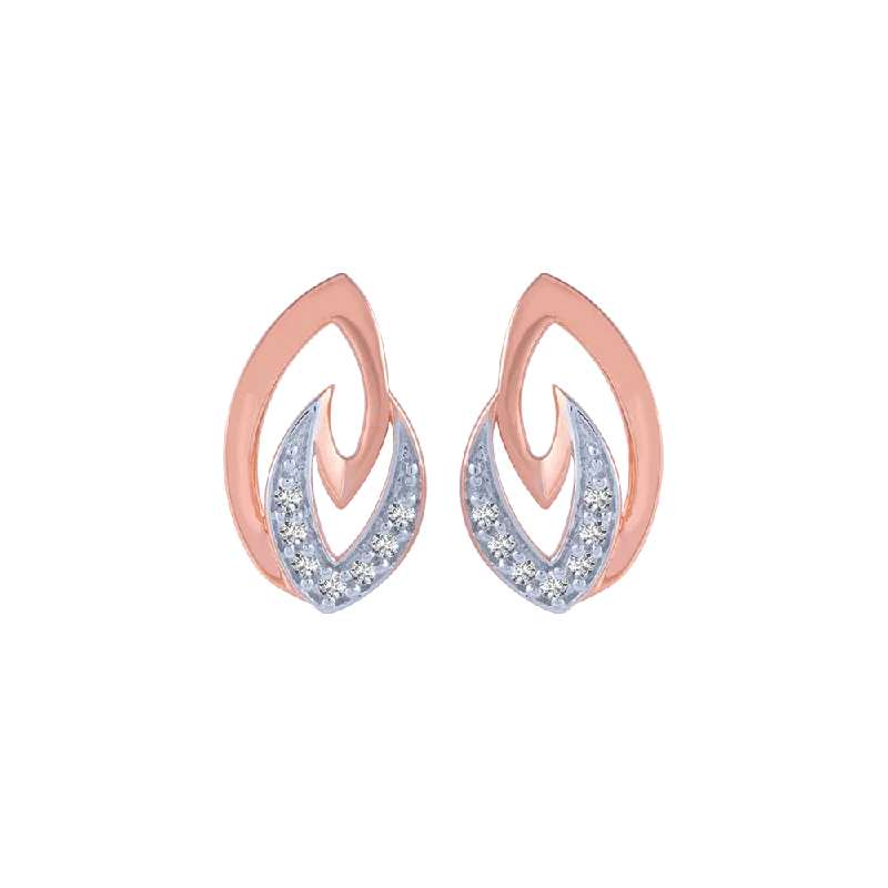 14KT (585) Rose Gold And Diamond Stud Earrings For Women