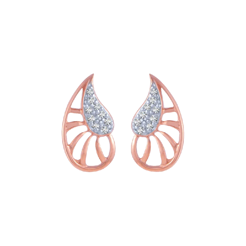 14KT (585) Rose Gold And Diamond Stud Earrings For Women