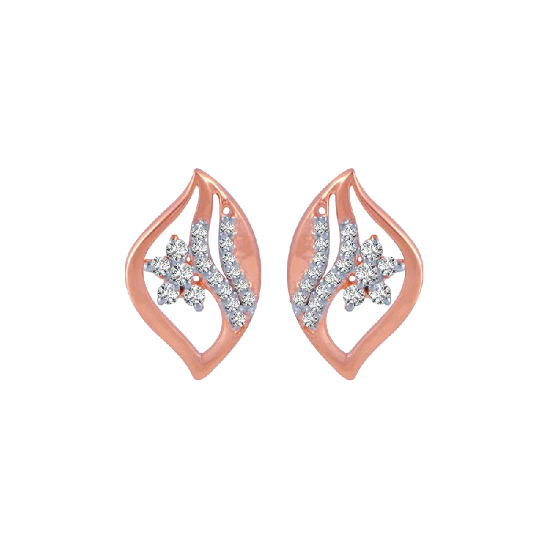 14KT (585) Rose Gold And Diamond Stud Earrings For Women