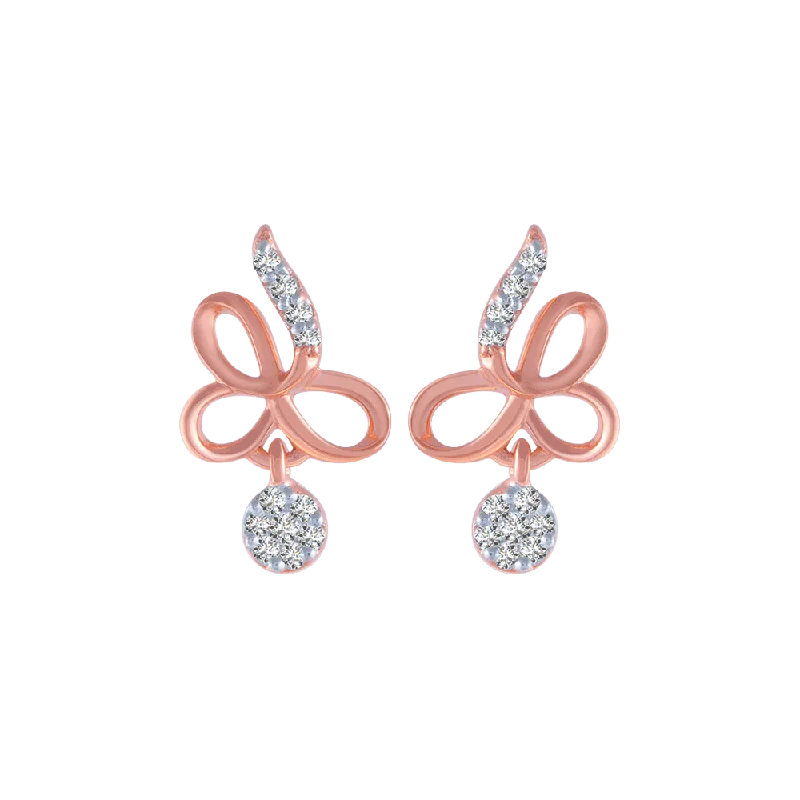 14KT (585) Rose Gold And Diamond Stud Earrings For Women