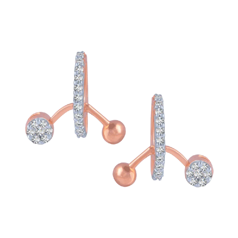 14KT (585) Rose Gold And Diamond Stud Earrings For Women