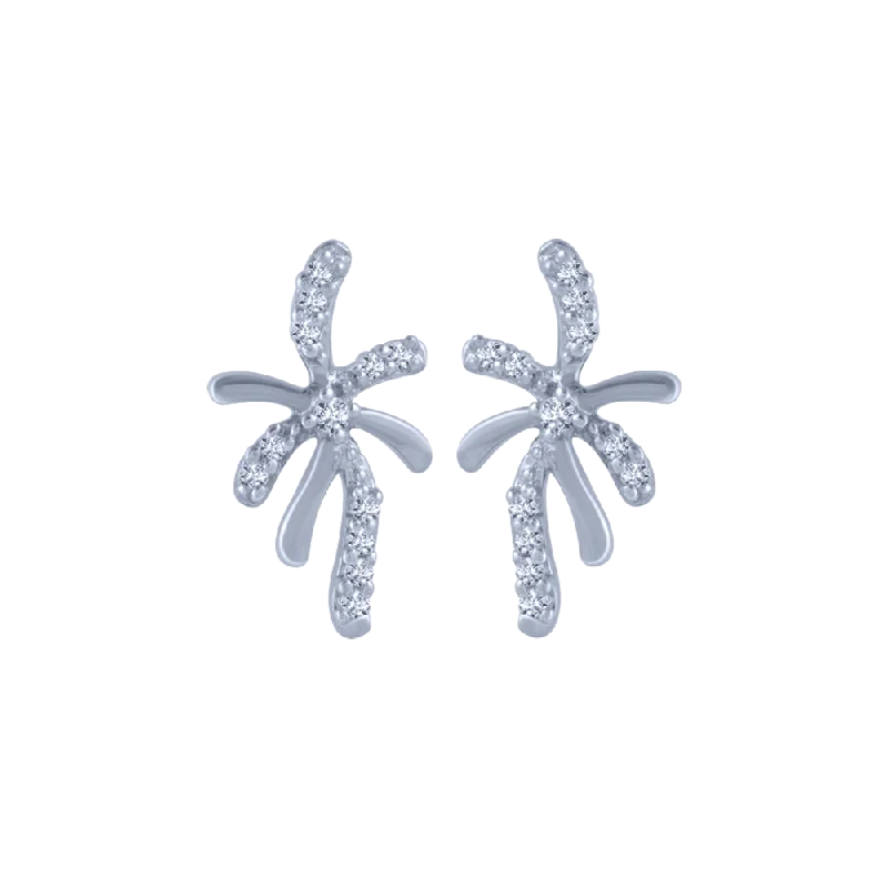 14KT (585) White Gold And Diamond Stud Earrings For Women