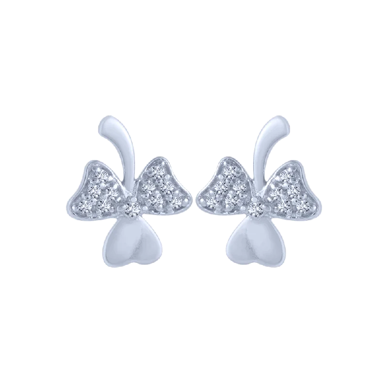 14KT (585) White Gold And Diamond Stud Earrings For Women