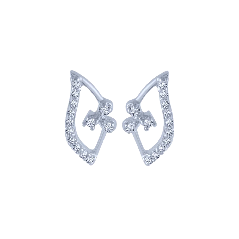 14KT (585) White Gold And Diamond Stud Earrings For Women