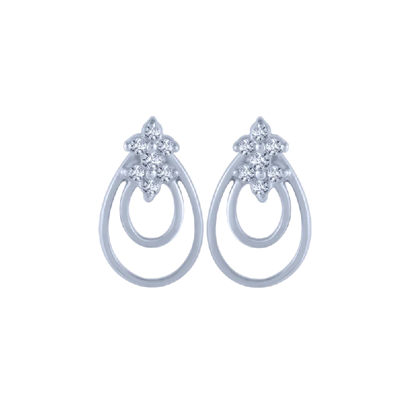 14KT (585) White Gold And Diamond Stud Earrings For Women