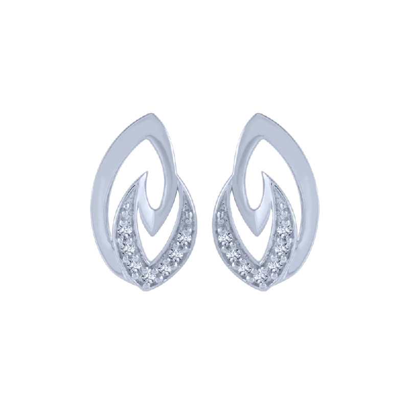 14KT (585) White Gold And Diamond Stud Earrings For Women