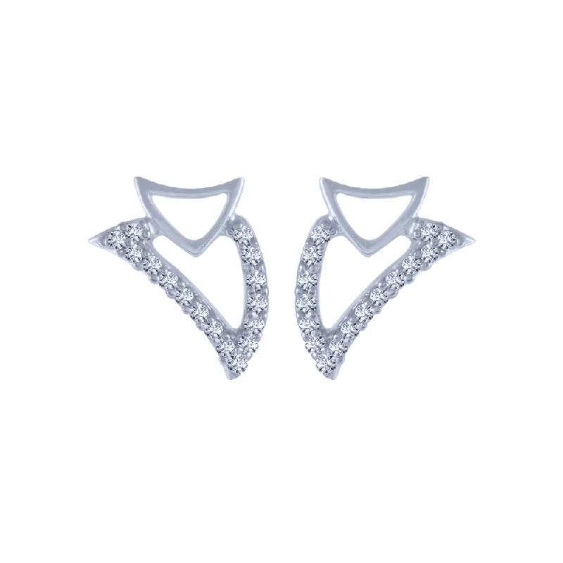 14KT (585) White Gold And Diamond Stud Earrings For Women